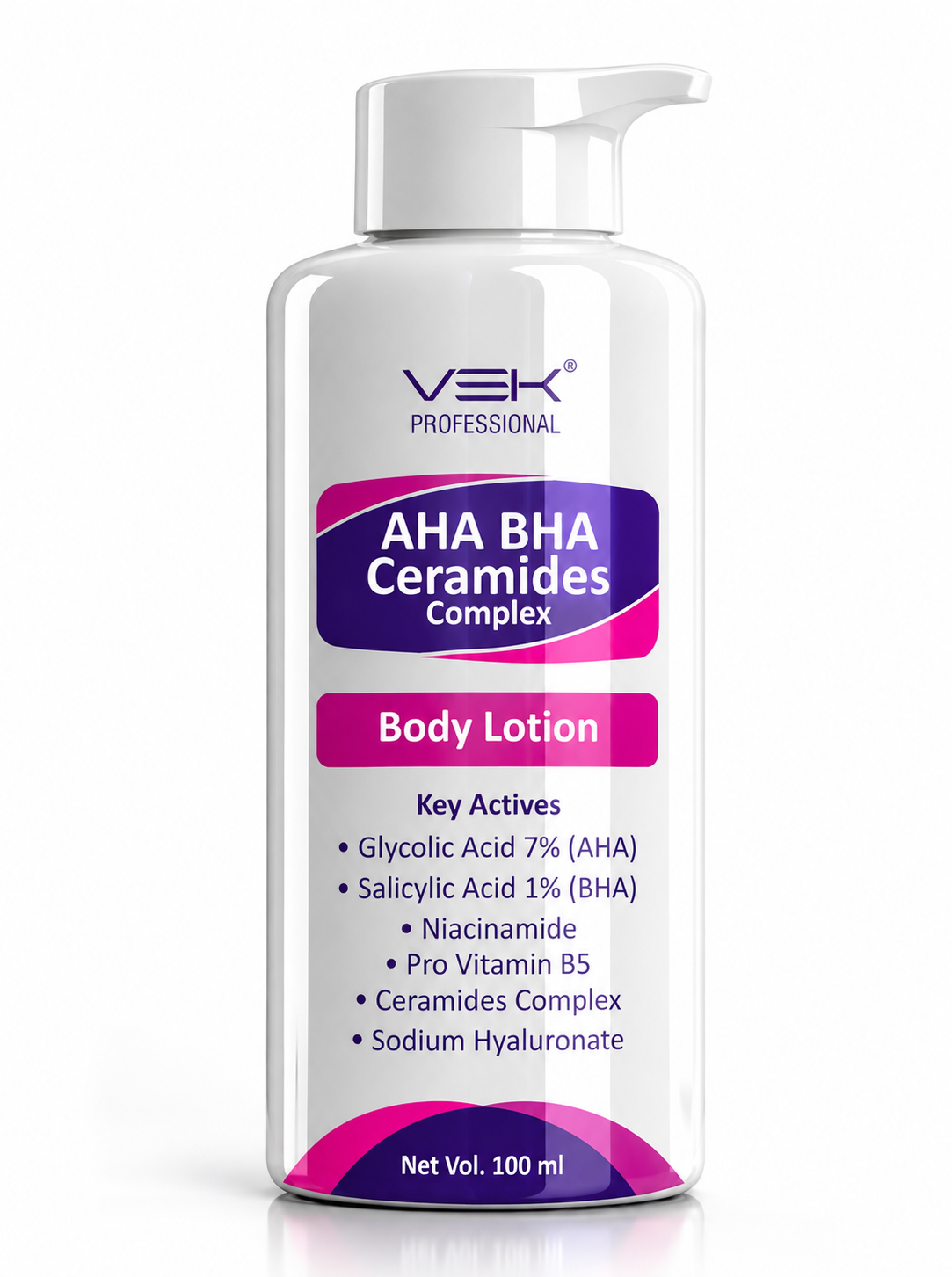 VSK Professionals AHA BHA Ceramides Complex Serum-Type Body Lotion with 7% Glycolic Acid, 1% Salicylic Acid, Niacinamide, Ceramides, Pro Vitamin B5 & Hyaluronic Acid | For Smooth, Soft & Radiant Skin | 100 ml