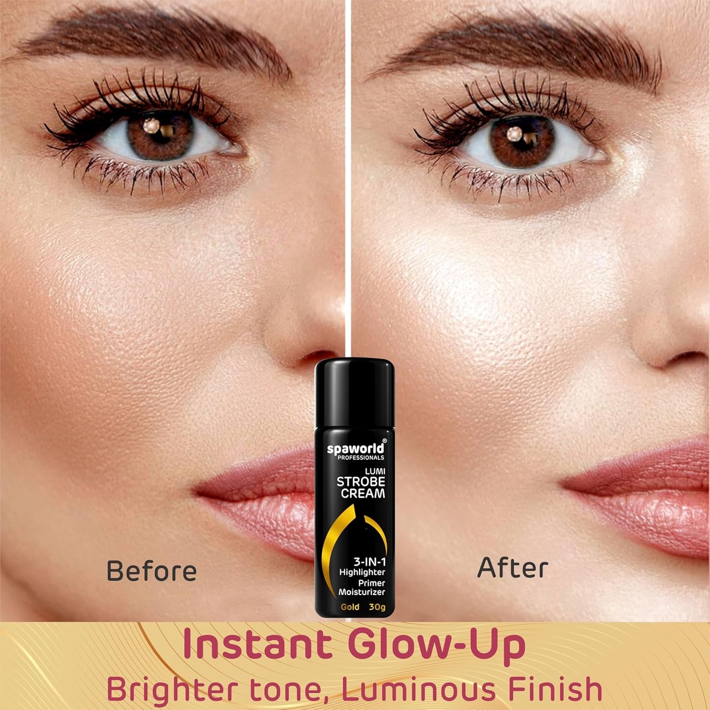 Strobe Cream For Face Gold (30g) | Superb Radiant Combo | Highlighter + Primer + Moisturizer | Hydrating & Illuminating Makeup Base for Instant Glow (Gold)