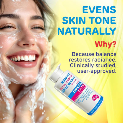 Bright Glow Omega Korean Glow Essence Face Wash Cleanser | Dark Spot, Pigmentation, Whitening & Brightening, Even Skin Tone & Gentle Daily Cleanser for Radiant, Glowing Skin – 200 ml