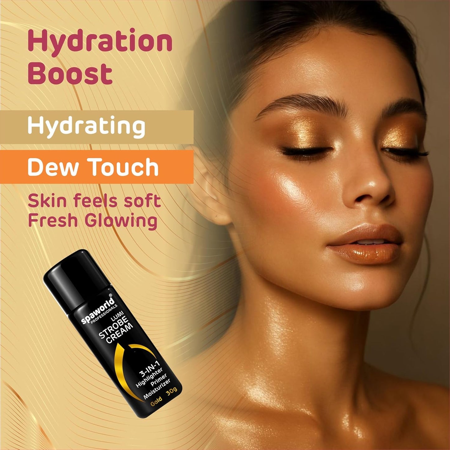 Strobe Cream For Face Gold (30g) | Superb Radiant Combo | Highlighter + Primer + Moisturizer | Hydrating & Illuminating Makeup Base for Instant Glow (Gold)