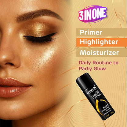 Strobe Cream For Face Gold (30g) | Superb Radiant Combo | Highlighter + Primer + Moisturizer | Hydrating & Illuminating Makeup Base for Instant Glow (Gold)