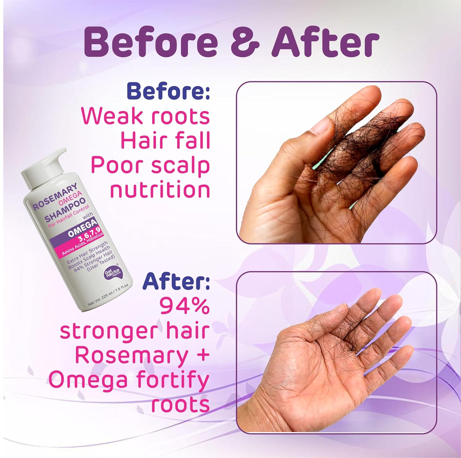 Korean Hair Essence Rosemary Shampoo for Hair Fall Control | Enriched with Hibiscus, Omega 3,6,7,9 & Amino Acids | Strengthens Roots, Boosts Scalp Health & Reduces Breakage | Sulphate & Paraben Free Gentle Cleanser | 225ml
