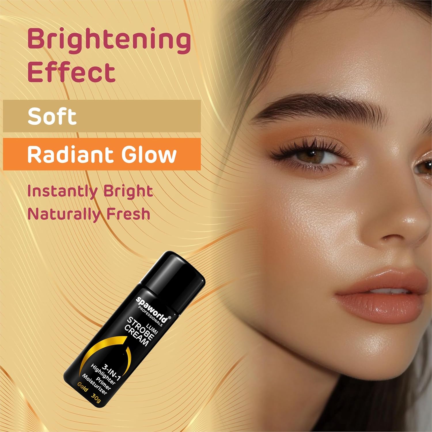 Strobe Cream For Face Gold (30g) | Superb Radiant Combo | Highlighter + Primer + Moisturizer | Hydrating & Illuminating Makeup Base for Instant Glow (Gold)