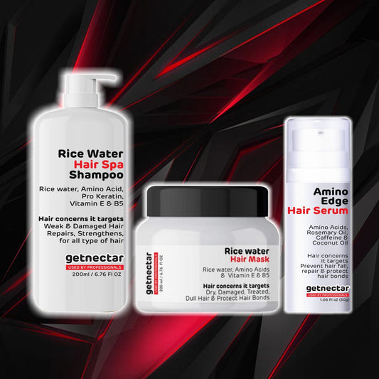 Rice water Amino Acid-Pro Keratin, Hair Shampoo, Hair Mask & AminoX Hair Serum