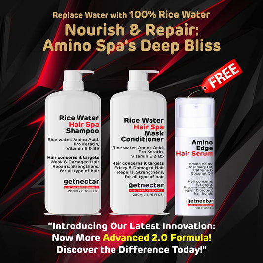 Rice water Amino Acid-Pro Keratin, Hair Shampoo & Mask-Conditioner FREE AminoX Hair Serum-2.0