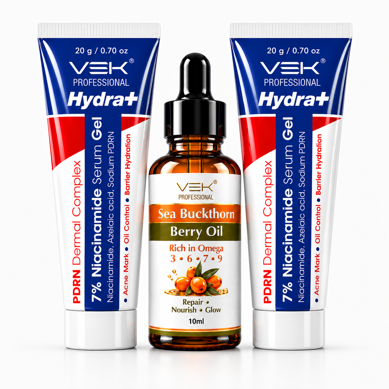 VSK Professional Hydrat+ Niacinamide Serum Gel with PDRN & Sea Buckthorn Berry Oil | Brightening, Oil Control & Hydration Combo | Omega 3, 6, 7 & 9 | 2 x 20g Serum + 30ml Oil