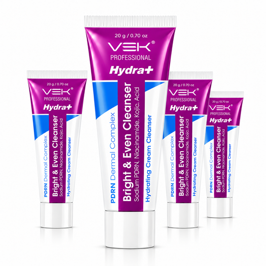 VSK Professional Hydrat+ Bright & Even Face Wash | Cream Cleanser with Sodium PDRN, Niacinamide & Kojic Acid | Hydrating Face Cleanser for Dull & Uneven Skin | Helps Reduce the Appearance of Dark Spots & Pigmentation | 4 Tubes x 20g (80g)