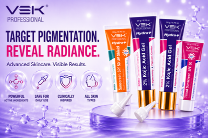 Hydrate 2% Kojic Acid Face Serum in Gel with PDRN Dermal Complex, Glow Sunscreen & Tinted Sunscreen SPF 50+ | Alpha Arbutin Brightening Treatment for Dark Spots, Melasma & Uneven Skin Tone | Lightweight Non-Greasy Daily Use Combo | 4 Tubes 20g each