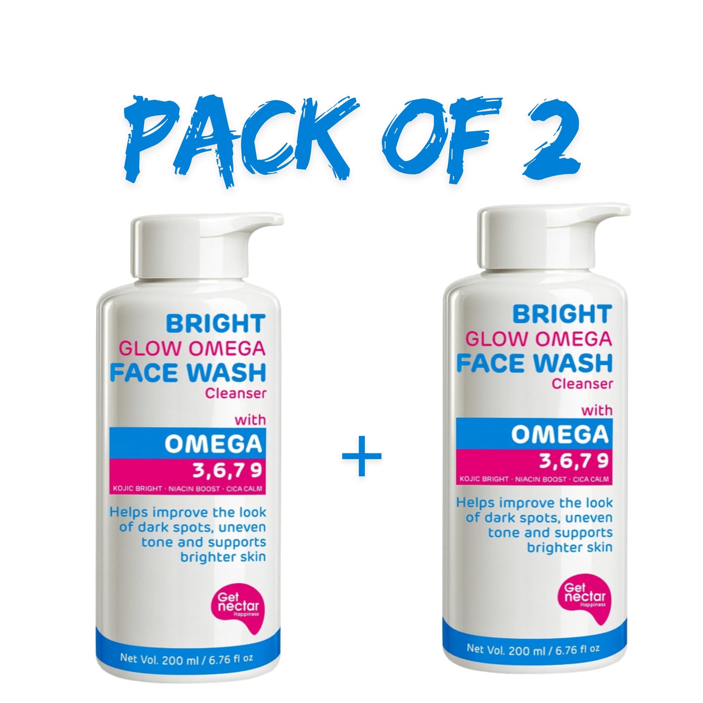 Bright Glow Omega Korean Glow Essence Face Wash Cleanser | Dark Spot, Pigmentation, Whitening & Brightening, Even Skin Tone & Gentle Daily Cleanser for Radiant, Glowing Skin – 200 ml