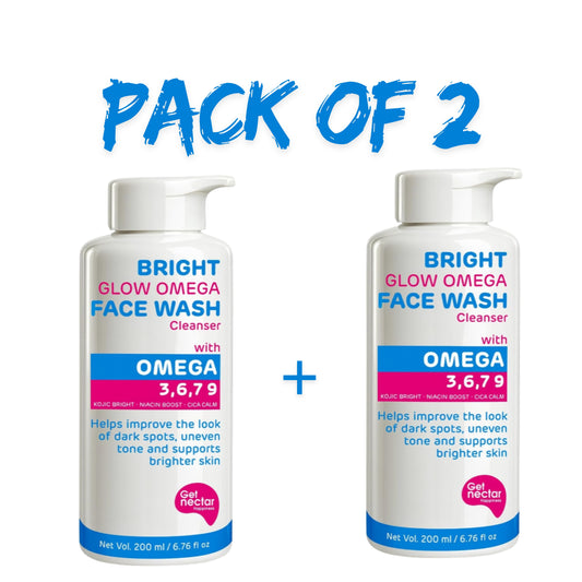 Bright Glow Omega Korean Glow Essence Face Wash Cleanser | Dark Spot, Pigmentation, Whitening & Brightening, Even Skin Tone & Gentle Daily Cleanser for Radiant, Glowing Skin – 200 ml