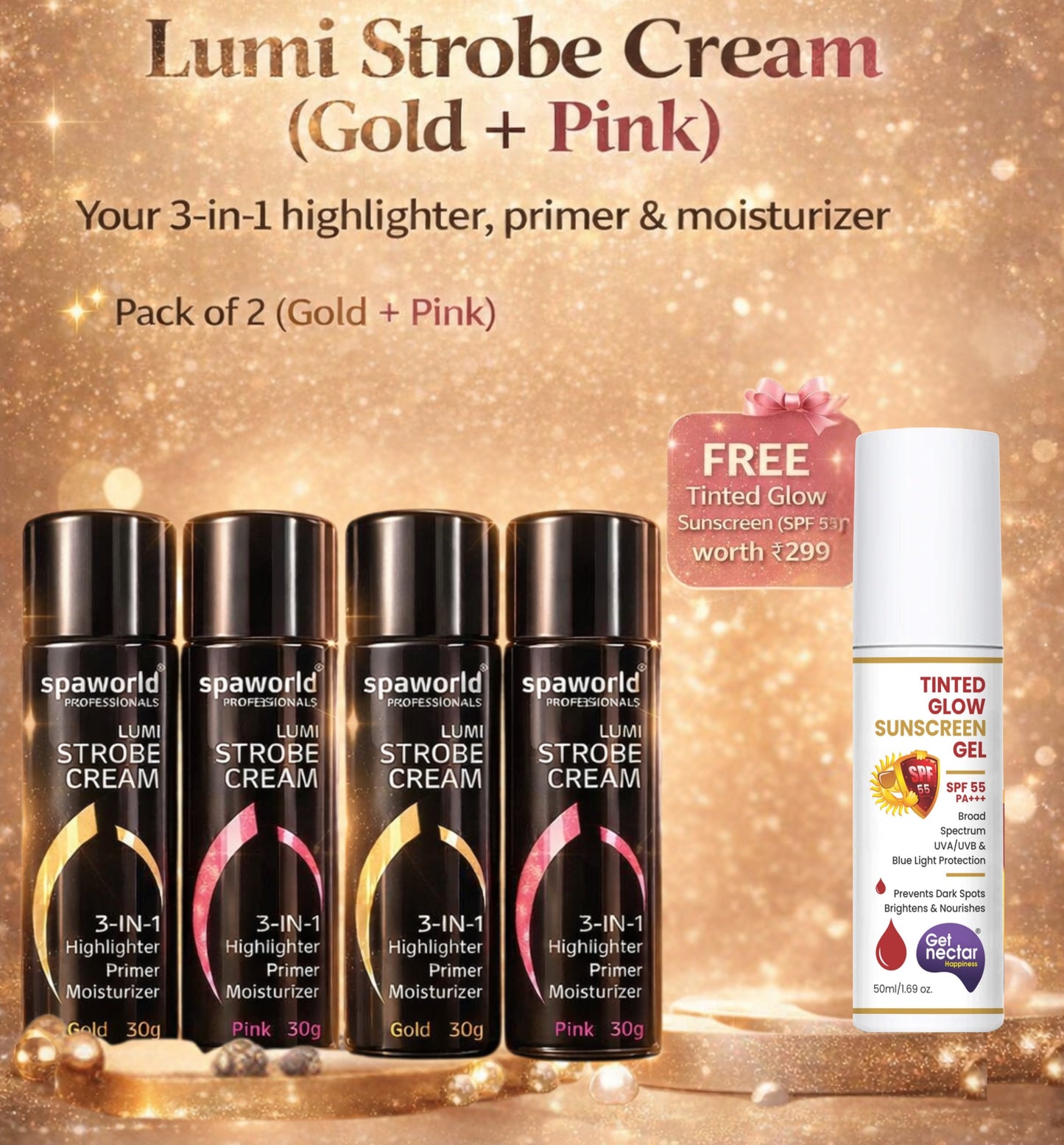 Strobe Cream Pink & Gold (30+30g) |    🟠 👉 Click the Button for Amazon  🟠 👉 बटन पर क्लिक करें और Amazon