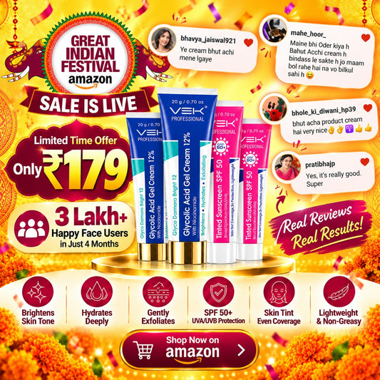 12% Glycolic Acid Cream Gel for Brightning, Anti-Pigmentation & Melasma Acne & Dark Spots With PDRN SPF50 Sunscreen Combo | 80grm Tubes 20g Each